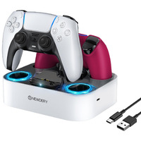 Newdery Ps5 Controller Charger Station Compatible With Dualsense Edge Controller, Fast Charging Dock Stand With Cable, Dual Controller Charging Station For Playstation 5 & Dualsense Edge Controller