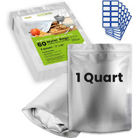 60Pcs 1 Quart Mylar Bags For Food Storage - Extrathick 10 Mil - Smell Proof Mylar Bags 1 Quart - Stand-Up Zipper Pouches 7 X 10 - Small Mylar Bags For Food Storage - Ziplock  Heat Sealable