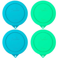 Sophico 2 Cup Round Silicone Storage Cover Lids Replacement For Pyrex 7200-Pc And Anchor Hocking Glass Bowls (Container Not Included) Green-Blue 4 Pack
