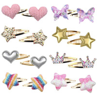 Gingbiss 8 Pairs16 Pack Hair Clips For Girls, Starcrownheartbutterfly Shaped Kids Hair Barrettes, Cute Hair Clips Metal Snap Hair Pins Sparkly Hair Styling Accessories For Girls Kids