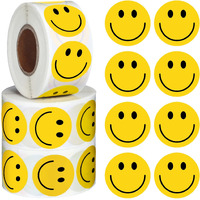 1500 Pieces Happy Smile Face Decal Small Happy Face Decal Mini Motivational Stickers Colorful Incentive Stickers Behavior Chart Stickers For Student (Yellow, 1 Inch)