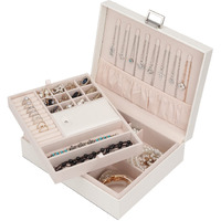 Jewelry Organizer Box For Girls Women Travel Jewelry Case Double Layer Large Jewelry Storage Box Travel Jewelry Box With Gift Boxwhite