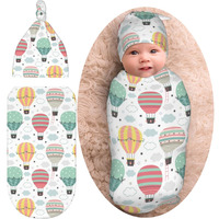 Hot Air Balloon Baby Stuff Newborn Baby Swaddle Blanket Wrap Baby Receiving Blanket Soft Stretchy Sleep Sack With Beanie Hat Set Gifts For Infant Boy Girl