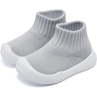 Baby Shoes Girls Boys Non Slip Baby Sock Shoes With Soft Rubber Sole Infant First Walking Sneaker Toddler Slipper Lightweight 18-24 Months Grey
