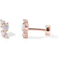Pavoi 14K Rose Gold Plated Solid 925 Sterling Silver Post Cubic Zirconia Flat Back Earrings For Women | Opal Cartilage Earring | Helix Piercing Jewelry | Small Stud Earrings