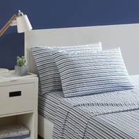 Nautica- Twin Sheet Set, Cotton Percale Bedding Set, Crisp  Cool, Lightweight  Breathable (Coleridge Stripe Blue, Twin)