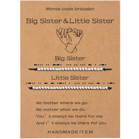 Sannyra Morse Code Bracelet, Big Sister Littel Sister Morse Code Matching Jewelry, Couple Matching Handmade Gifts