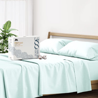 Mayfair Linen Cotton Sheets King Size - 500 Thread Count 4 Piece 100% Cotton Sheets For King Bed, Deep Pocket King Size Cotton Sheets Set For Hot Sleepers, Soft Cooling Luxury Sheets - Sea Foam