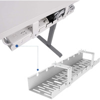 Flexispot Under Desk Cable Management Tray, Metal Raceway Wires Cable Tidy Organizer Office And Home Cable Tray Use For Standing Desk (White)