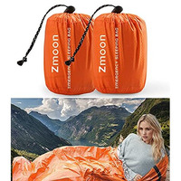 Zmoon Emergency Sleeping Bag 2 Pack Lightweight Survival Sleeping Bags Thermal Bivy Sack Portable Emergency Blanket For Camping, Hiking, Outdoor, Activities (Orange)