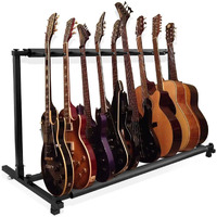 Vousile Guitar Stand Storage, Bass Display Rack, 9 Multi Guitar Holder For Electric Acoustic Guitar, Foldable Floor Stands With Aluminum (9 Space)