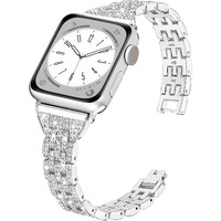 Compatible With Apple Watch Band 41Mm 40Mm 38Mm, Luxury Diamond Band For Women, Dressy Cute Charm Bracelet, Bling Fashion Metal Strap For Iwatch Series 87654321Se-Silver