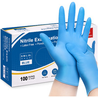 Schneider Nitrile Exam Gloves, 4Mil, Blue, Large 100-Ct Box, Gloves Disposable Latex-Free, Medical Gloves, Cleaning Gloves, Food Safe Rubber Gloves For Cooking  Food Prep, Powder-Free, Non-Sterile