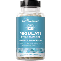 Eu Natural Regulate Myo-Inositol  D-Chiro Inositol - Fertility, Hormonal, Menstrual  Ovarian Support Supplement - Hormone Balance At Optimal 40:1 Ratio - 90 Vegetarian Soft Capsules