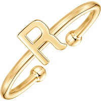 Pavoi 14K Yellow Gold Plated Initial Adjustable Ring - Women 's Initial Ring - R Initial