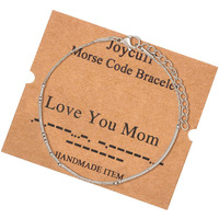 Joycuff Love You Mom Gifts For Women Morse Code Bracelets For Women Mother Mom Mothers Day Birthday Christmas Stianless Steel Jewelry Gifts Silver Bracelet