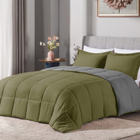 Lovtex 3Pcs Queen Comforter Set - Ultra Soft Washed Microfiber Comforter Sets For Queen Bed - Reversible Down Alternative Comforter With 2 Pillow Shams(Olivecharcoal)