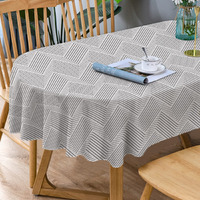 Bnejvif Oval Tablecloth, Modern Oval Tablecloth, Striped Tablecloth Indooroutdoor Waterproof Wrinkle Free Durable Oval Tablecloth For Oval Tables 60 X 102 Inch