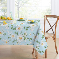 Daisy Tablecloth, Blue Floral Rectangle Tablecloth, Sunflower Tablecloth, Spring Summer Waterproof Wrinkle Free Durable Rectangle Tablecloth For Rectangle Tables 60 X 84, 60 X 102, 60 X 120 Inch