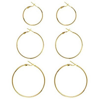 Big Gold Hoop Earrings For Women Hypoallergenic 925 Sterling Silver Post Thin Loop 14K Gold Plated Hoop Earrings Set For Girls, 3 Pairs (14K Gold 30Mm,40Mm,50Mm)