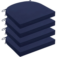Wellsin Outdoor Chair Cushions For Patio Furniture - Patio Chair Cushions Set Of 4 - Water Resistant Round Corner Outdoor Seat Cushions 17 ""X16 ""X2 "", Navy