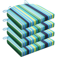 Wellsin Outdoor Chair Cushions For Patio Furniture - Patio Chair Cushions Set Of 4 - Water Resistant Round Corner Outdoor Seat Cushions 17 ""X16 ""X2 "", Stripe 01