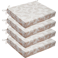 Wellsin Outdoor Chair Cushions For Patio Furniture - Outdoor Cushions For Chairs - Water Resistant Patio Chair Cushions Set Of 4, 18.5 ""X16 ""X3 "", Flower Beige