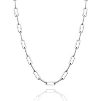 Waitsoul 925 Sterling Silver Paperclip Lobster Clasp Chain 3Mm Necklace For Women Men Diamond Cut Silver Necklace Chain 16-30 Inches(16)