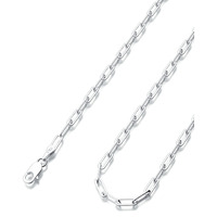 Waitsoul 925 Sterling Silver Paperclip Lobster Clasp Chain 4Mm Necklace For Women Men Diamond Cut Silver Necklace Chain 16-30 Inches(30)