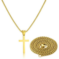 Stainless Steel Cross Necklace For Men,Gold Cross Necklace For Boys Kids Tiny Small Cross Pendant Necklace 24 Inches Simple Jewelry Thin Cross Chain For Mens