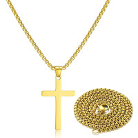Stainless Steel Cross Necklace For Men,Gold Cross Necklace For Boys Kids Tiny Small Cross Pendant Necklace 24 Inches Simple Jewelry Thin Cross Chain For Mens