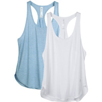 Icyzone Workout Tank Tops For Women - Athletic Yoga Tops, Racerback Running Tank Top (Xl, White/Sky Blue)