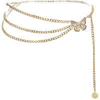 Women Long Tassel Waist Chain Belt Multilayer Body Belly Chain Metal Gold Silver Waist Chain Belt For Women Dress
