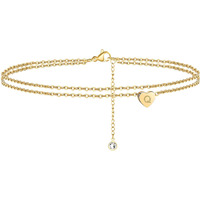 Turandoss Layered Initial Ankle Bracelets For Women, 14K Gold Filled Everyday Layered Chain Boho Beach Style Summer Initial Anklets For Women Anklet With Initials Q