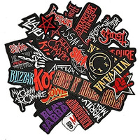 Ninenine 25Pcs Mixed Patches Lot Band Rock Patches Iron On Stripes For Clothing Embroidery Badges Clothes Stickers Jacket Applique Punk Music