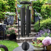 Astarin 45 In Memorial Wind Chimes Large With 6 Heavy Tubes, Large Deep Tone Wind Chimes Outdoor For Garden Hanging D  Cor,Sympathy Gifts. Black
