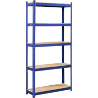 Topeakmart 5-Tier Utility Shelves, Metal Adjustable Garage Shelves Storage Racks Heavy Duty Shed Shelving Unit- Blue, 355 X 12 X 71 Inch