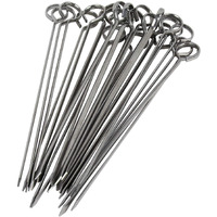 Blue Donuts 24 Pack Kabob Skewers For Grilling 8 Inch - Bbq Grill Grilling Accessories, Stainless Steel, Pack Of 24