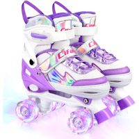 Roller Skates For Girls Boys Kids, Black Pink Purple 4 Sizes Adjustable Kids Roller Skates With Light Up Wheels And Shining Upper Design, Roller Skates For Toddler Kids Ages 4-13