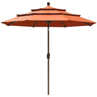 Eliteshade Usa Sunumbrella 9Ft 3 Tiers Market Umbrella Patio Umbrella Outdoor Table Umbrella With Ventilation And 5 Years Non-Fading Top,Rust