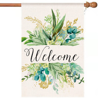 Winotic Spring Decor House Flag 28X40 Inches, Floral Leaves Welcome Flag Vertical Double Sided, Outdoor Spring Decoration Farmhouse Large Flag For Yard Lawn Home Decor (Multi Green(28""X40""))