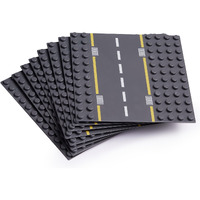 Large Building Blocks Road Base Plates Compatible With All Major Brands - 8Pcs Straight And Curved Road Plates For Construction Blocks - 7.5 X 7.5 Inch Street Baseplates, Stem Learning