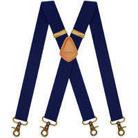 Ayosush Vintage Suspenders For Men With Hooks For Belt Loops Navy Blue Groomsmen
