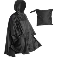 Heavy Duty Rain Poncho For Backpacking, Waterproof Lightweight For Adults, Military, Emergency, Camping, Men, Women (Adult-Black)