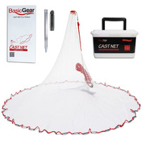 Basicgear Cast Net | Zinc Iron, 4Ft Radius, 1/4 Inch Mesh For Freshwater And Saltwater Bait Fish | Professional Grade And Upgraded Material | Throw Style