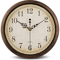 Bernhard Products Vintage Brown Wall Clock Silent Non Ticking 10 Inch Quality Quartz Battery Operated Round Decorative Easy To Read For Home Kitchen Livingdining Room Bedroom Office Classroom School