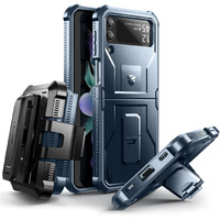 Dexnor Shockproof Case For Samsung Galaxy Z Flip 3 5G,Rugged Bumper Protective Case With Foldable Kickstand, Holster Cover With 360      Rotatable Belt Clip,Navy Blue