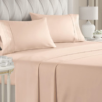 Full Size Sheet Set - Breathable  Cooling Sheets - Hotel Luxury Bed Sheets - Extra Soft - Deep Pockets - Easy Fit - 4 Piece Set - Wrinkle Free - Comfy - Cream Pink Bed Sheets