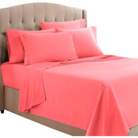 Clara Clark Queen Sheets, 6 Piece Set - Hotel Luxury Sheets For Queen Size Bed, Super Soft Bedding Sheets & Pillowcases, Queen Size Sheets, Coral Pink