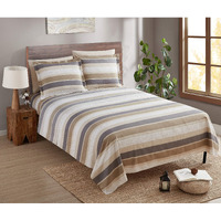 Clara Clark Full Sheets, 6 Piece Printed Sheets Set - Hotel Luxury Sheets For Full Size Bed, Super Soft Bedding Sheets & Pillowcases, Full Size, Brown Stripe